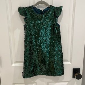Girls green sequin dress.